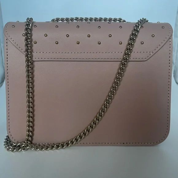 Furla Metropolis Mini Studded Leather Crossbody Blush Pink Saffiano Chain Bag - Picture 9 of 15